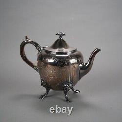 Two Piece Antique Silver Plated Clawfoot Tea Set C1890