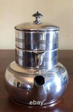 Unique Antique 4 Piece Apollo SIlverplate Stackable Tea Set Teapot Sugar Creamer