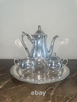 VINTAGE Leonard Silverplate 5 Pc. Tea Set Teapot, Lidded Sugar, Creamer & Tray