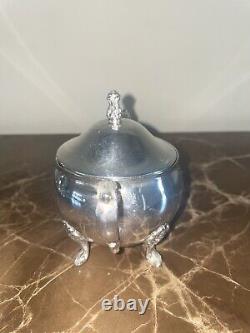 VINTAGE Leonard Silverplate 5 Pc. Tea Set Teapot, Lidded Sugar, Creamer & Tray