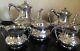 Vintage Reed & Barton 5 Pc Silver Plate Tea Coffee Set With Rare Repousse Upgrade