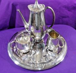 VTG 1847 ROGERS BROS IS SPRINGTIME 4 PC SILVERPLATE COFFEE / TEA SET WithTRAY