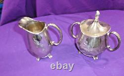 VTG 1847 ROGERS BROS IS SPRINGTIME 4 PC SILVERPLATE COFFEE / TEA SET WithTRAY