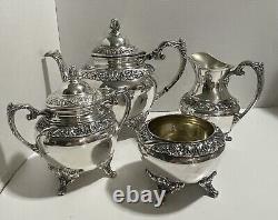 VTG 1847 Rogers Bros IS Heritage 4 PC Silverplate Tea Set 1967 Production