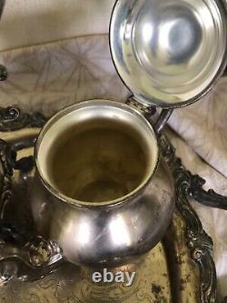 VTG 1883 FB Rogers Complete Silver over Copper coffee and tea Service with Tray