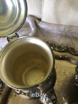 VTG 1883 FB Rogers Complete Silver over Copper coffee and tea Service with Tray