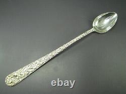 VTG SET OF 4, S KIRK & SON Sterling Silver REPOUSSE Long ICED TEA SPOONS 7-5/8