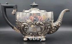 VTG Sheffield Cameo Silverplate Coffee/Teapot Set England Monogram A