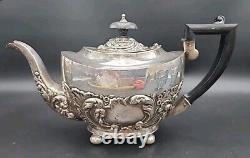 VTG Sheffield Cameo Silverplate Coffee/Teapot Set England Monogram A