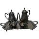 Vtg Silver Plated Coffee & Tea Set With Tray By Fb Rogers Unpolished