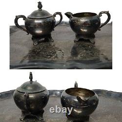 VTG Silver Plated Coffee & Tea Set With Tray by FB ROGERS Unpolished