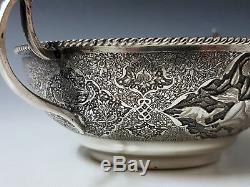 Very Fine Antique Persian Islamic Eastern Solid Silver Tea Set by LAHIJI 710g
