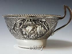 Very Fine Antique Persian Islamic Eastern Solid Silver Tea Set by LAHIJI 710g