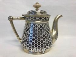Very rare antique Russian silver 84 champleve enamel tea set by Gustav Klingert
