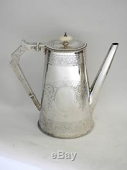 Victorian Antique Silver Tea & Coffee Set Birm. 1873 Teapot Coffee Pot Cream Jug