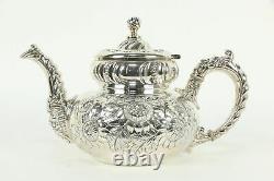 Victorian Antique Silverplate Roses 6 pc Tea & Coffee Set, Meriden #35274