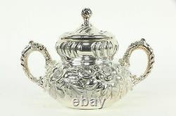 Victorian Antique Silverplate Roses 6 pc Tea & Coffee Set, Meriden #35274