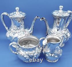 Victorian Antique Wilcox Silver Plate Co Repousse Tea Set Teapot Coffee Pot