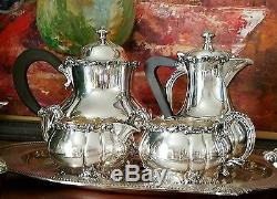 Victorian Art Deco Meriden International Silver Plated 4 pc Tea Set c1940