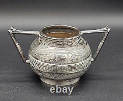 Victorian English Silverplate Tea and Coffee Set with Bone Finials Triangle Mark