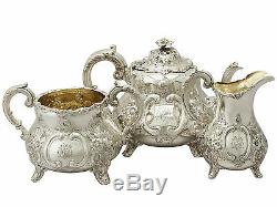Victorian English Sterling Silver Three Piece Tea Set