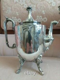 Victorian Renaissance Revival Silver Plate Figural Large Tea Set Greek Mythology