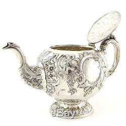 Victorian Scottish Sterling Silver 4pcs Tea Set Marshall & Sons Edinburgh 1849