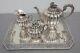 Vigueras Sterling Silver Repousse Tea Set With Tray, C. 1940-50, Mexican, 4 Piece