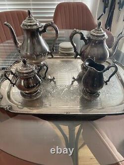Vintage 1847 Roger Bros'Remembrance' 5 Piece Tea & Coffee Set with Serving Tray