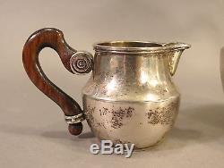 Vintage 1930s Modernist Heavy Sterling Silver Bachelor Tea Set Wood Handles EC