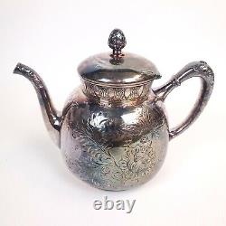 Vintage 19th Century PAIRPOINT 328 Silverplate Tea Set Teapot, Creamer, Sugar