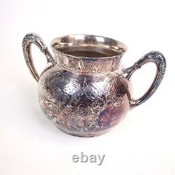 Vintage 19th Century PAIRPOINT 328 Silverplate Tea Set Teapot, Creamer, Sugar