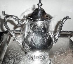 Vintage 5 Piece Silverplate Tea / Coffee Set with Large Tray by Wm Rogers