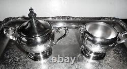 Vintage 5 Piece Silverplate Tea / Coffee Set with Large Tray by Wm Rogers
