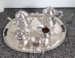 Vintage 6 Piece Mexican Sterling Silver Tea Set with Rope Twist Design