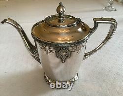 Vintage 6 Piece Tea & Coffee Set & Tray- Sheffield L'Aiglon Nickel Silver Plate