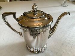 Vintage 6 Piece Tea & Coffee Set & Tray- Sheffield L'Aiglon Nickel Silver Plate