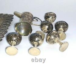 Vintage 8 Pc. Miniature Dollhouse Goblets & Tray Sterling Silver Tea Set Mexico