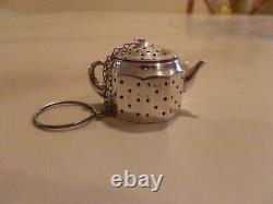 Vintage Amcraft sterling silver tea infuser set teapot shape with plate
