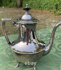 Vintage Antique Silver-plate Crescent Coffee & Tea Set With Universal Tray