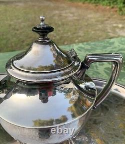 Vintage Antique Silver-plate Crescent Coffee & Tea Set With Universal Tray