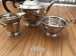 Vintage Art Deco 1935 Solid Silver Tea Set 607 Grams. Collingwood Sons