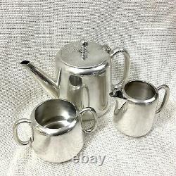 Vintage Art Deco Silver Plated Tea Set Teapot Jug Bowl Plain Simple Maple & Co