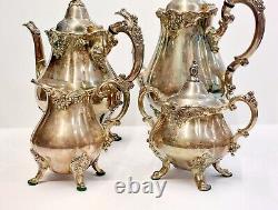 Vintage Baroque by Wallace Coffee Tea Silverplate Set 4pc 9.5 lb. Free Shipping