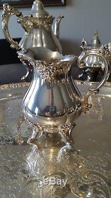 Vintage Baroque by Wallace Silverplate 7 Pc Coffee / Tea Set & Large Tray