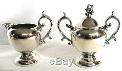 Vintage Birmingham Silver Coffee Tea Pot Cream Sugar Tray Nouveau Serving Set