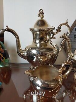 Vintage Birmingham Silver On Copper Tea And Coffee Service Footed 4 Piece