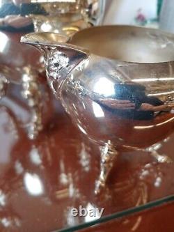 Vintage Birmingham Silver On Copper Tea And Coffee Service Footed 4 Piece