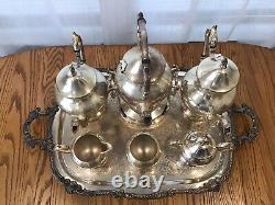 Vintage Birmingham Silver on Copper Tea Set with Footed 28 Tray BSC 7 Piece