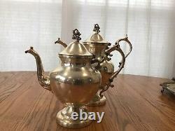 Vintage Birmingham Silver on Copper Tea Set with Footed 28 Tray BSC 7 Piece